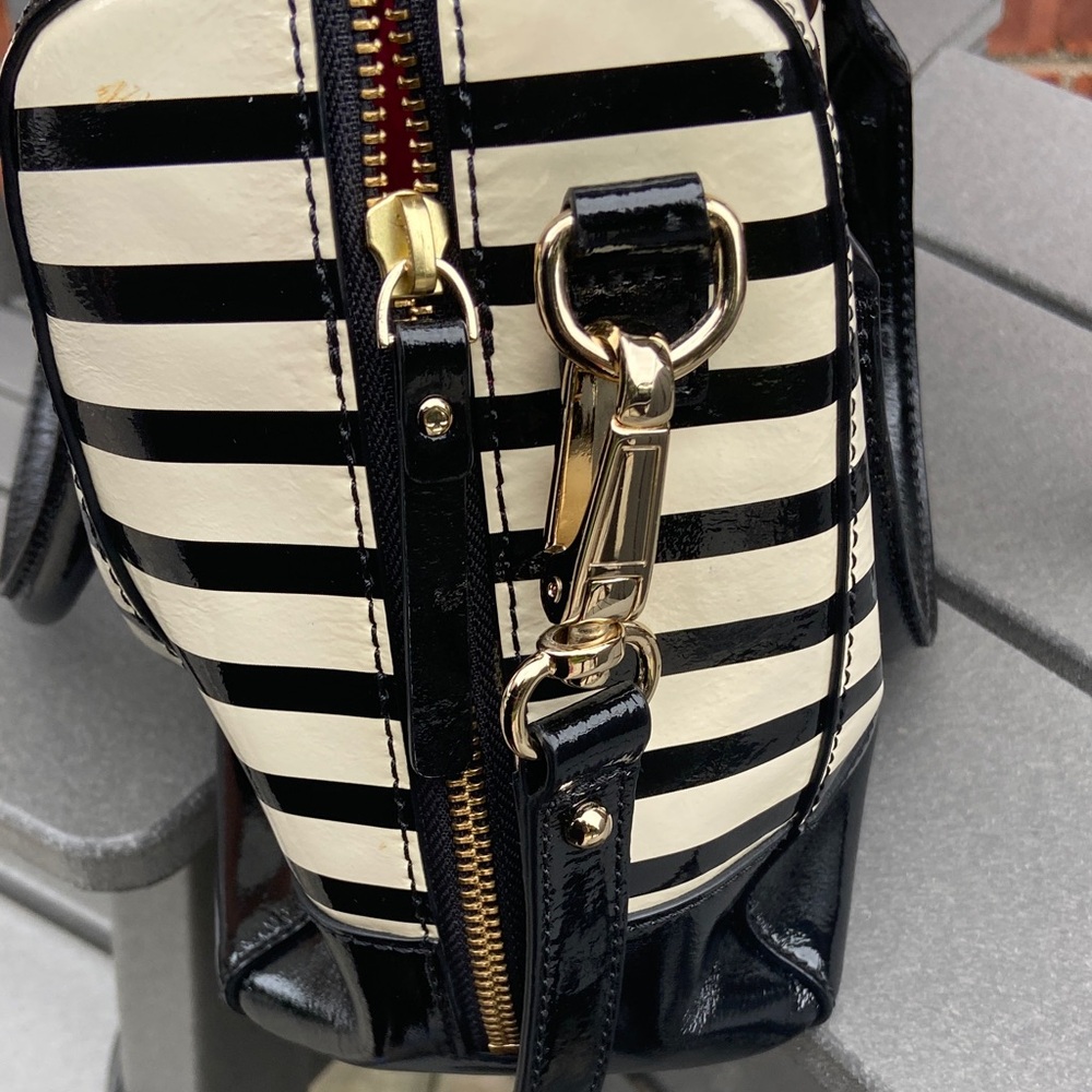 Kate Spade Black and Cream Striped Satchel - Picture 9 of 12